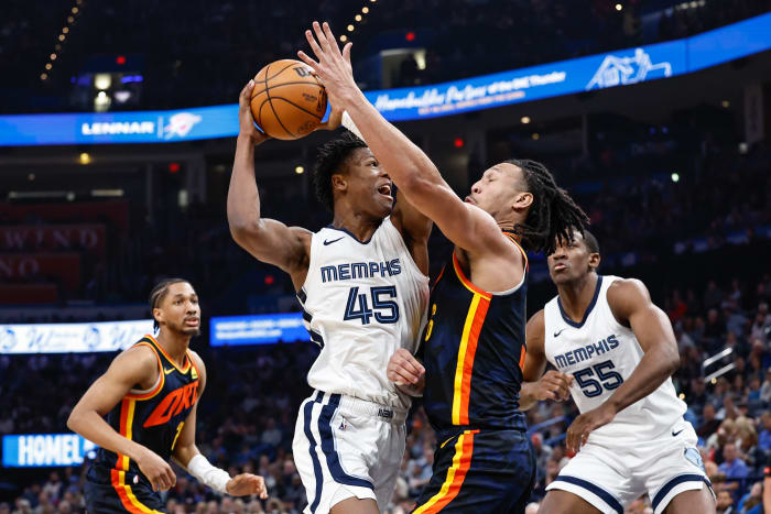 GG Jackson works to try and get around an Oklahoma City Thunder defender. (03-10-24)